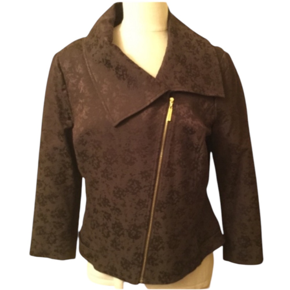 Brown St. John's Yellow Label Asymmetrical Zip Jacket